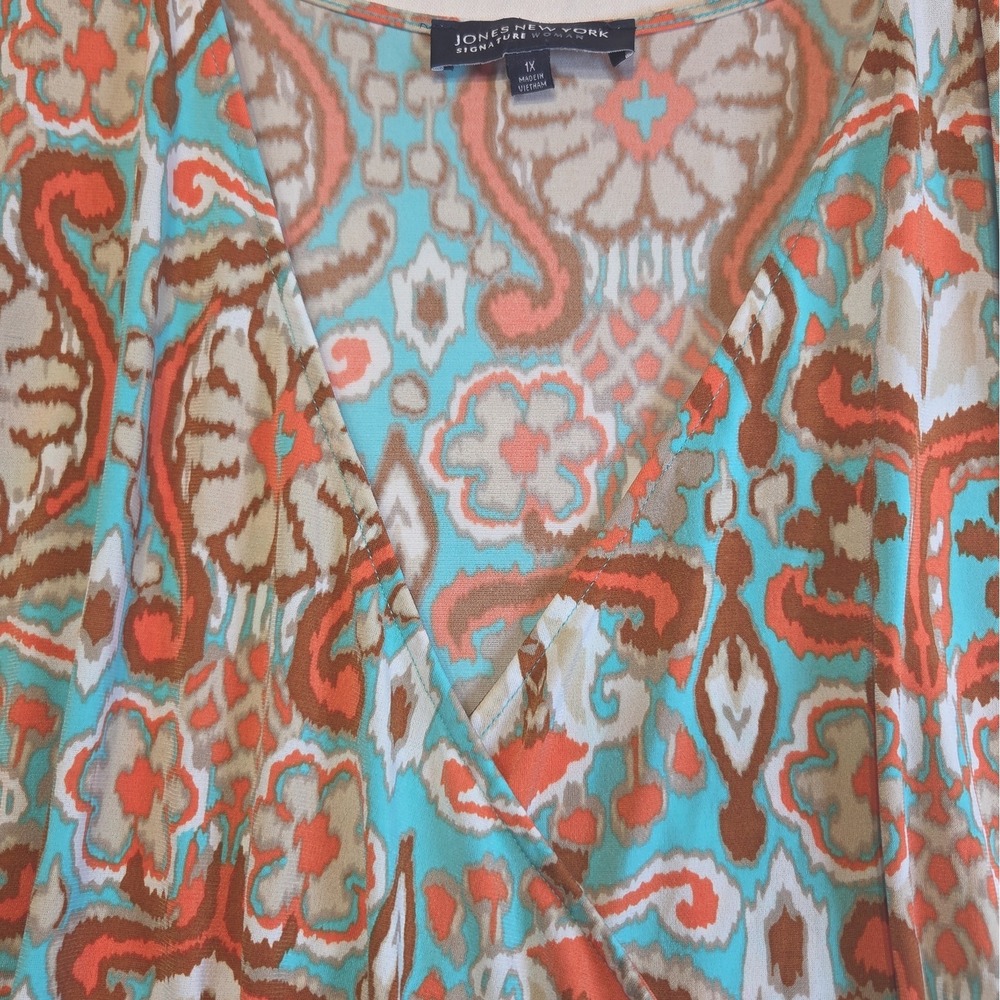Jones New York Woman 1X Dress Fall Stretch Multi Color Comfort